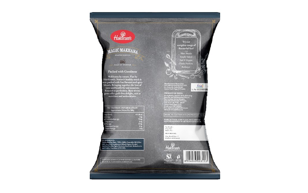 Haldiram's Magic Makhana Roasted Foxnuts Salt N' Pepper   Pack  40 grams